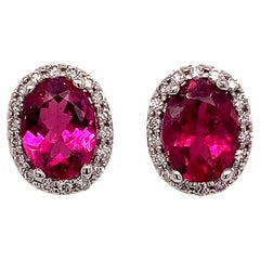 Clous d'oreilles en or 14 carats avec tourmaline et diamants certifiés TCW 2,27 carats