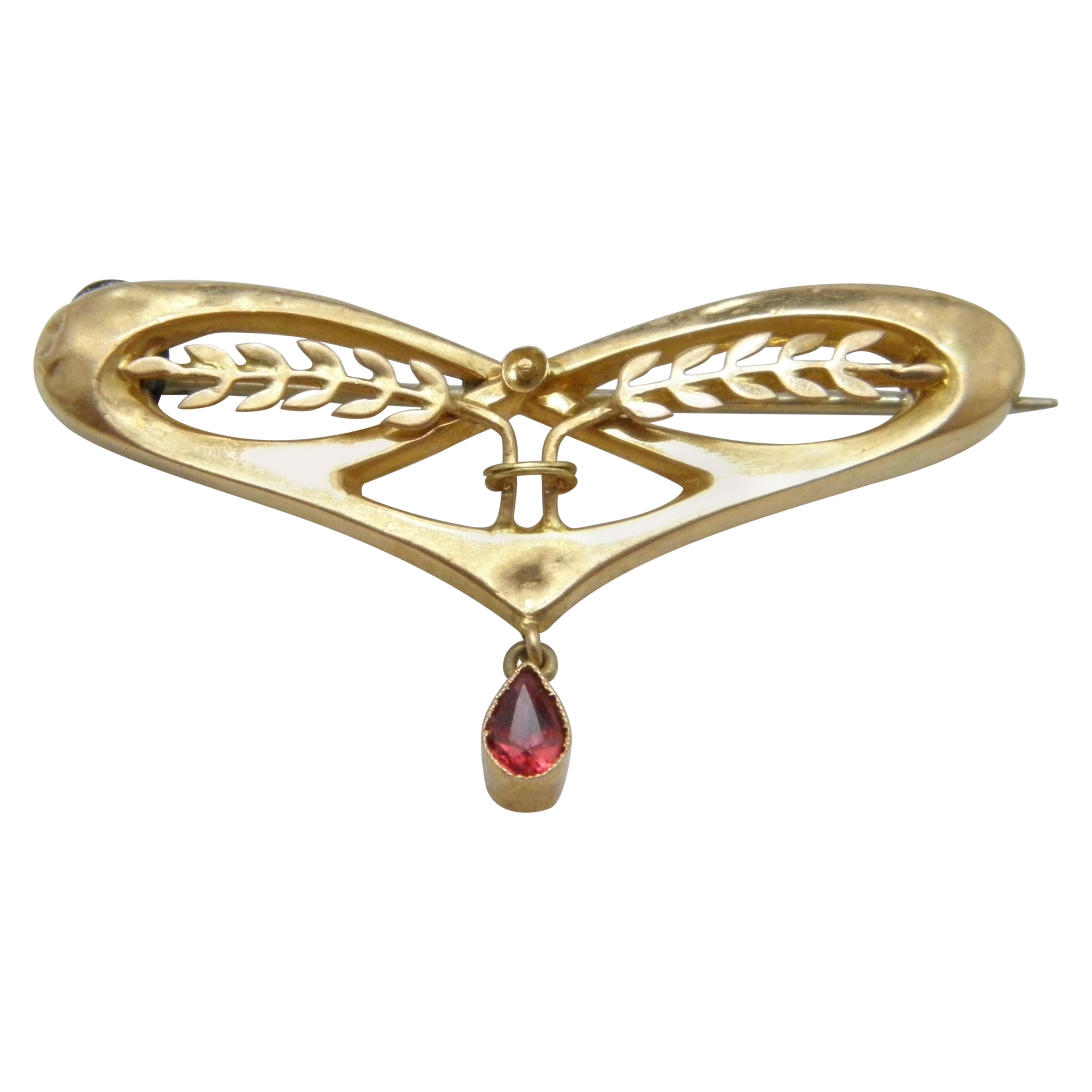 Bargain Vintage 18ct Gold Ruby Harvest Festival Brooch Pin c1950 750 Purity For Sale