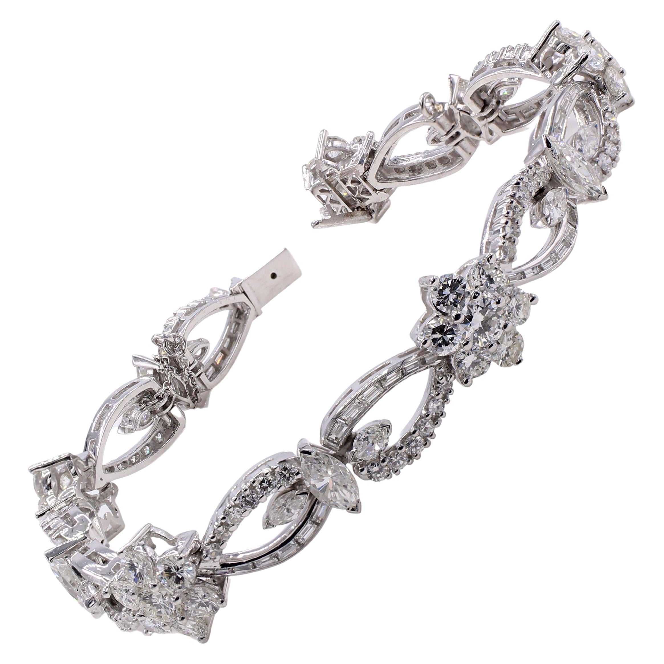 1960s Diamond Platinum Cocktail Bracelet For Sale