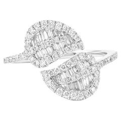 Alexander Beverly Hills 0.81ct Diamond Leaf Bypass Ring 18k White Gold