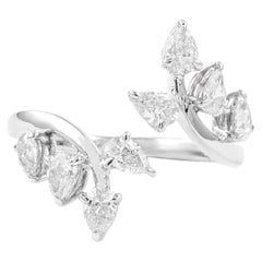 Alexander 1.04ct Diamond Leaf Motif Bypass Ring 18k White Gold