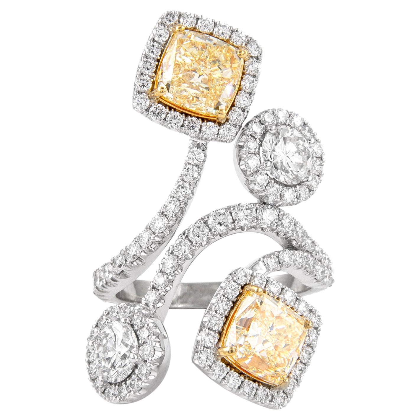 Alexander GIA Certified 6.40 Carat Yellow YZ Diamond Ring Cocktail Ring 18k Gold For Sale