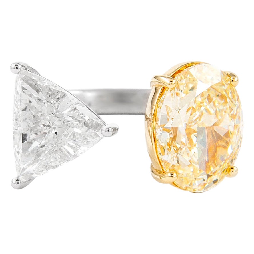 Alexander GIA 5.11 Carat Toi Et Moi White & YZ Yellow Diamond Ring 18k Gold