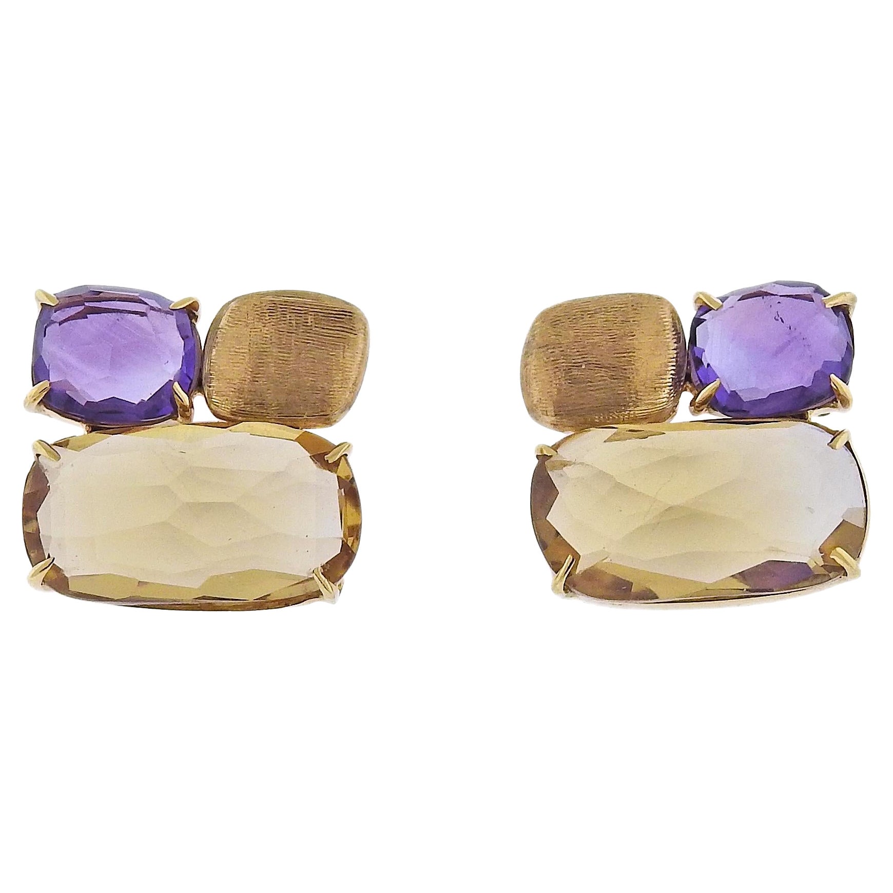 Marco Bicego Murano Gold Citrine Amethyst Stud Earrings For Sale