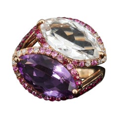 $5500 / International Diamond Jewelry Designer Diamond Gemstone Ring / 18K Gold