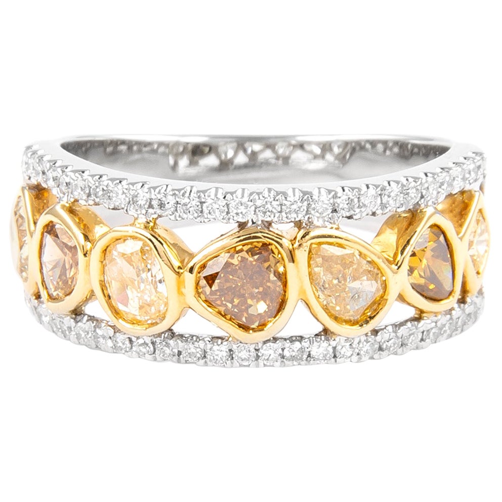 Alexander, bague bicolore en or 18 carats avec diamants multicolores 1,67 carat