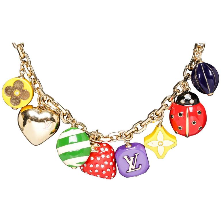 Louis Vuitton Multicolor Fraise Strawberry Heart Necklace For Sale