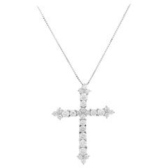 Platinum 2 Carat Diamond Cross Pendant Necklace