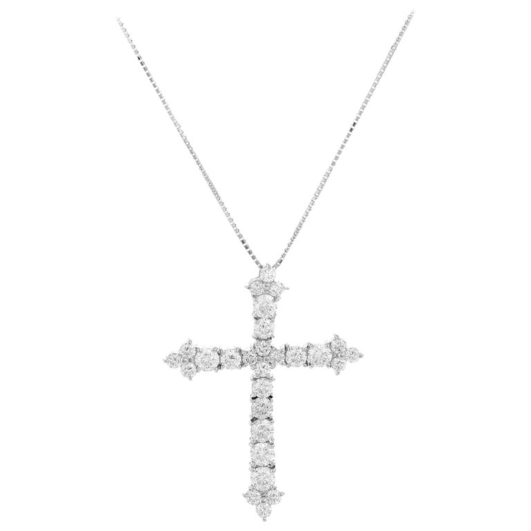 Platinum 2 Carat Diamond Cross Pendant Necklace at 1stDibs