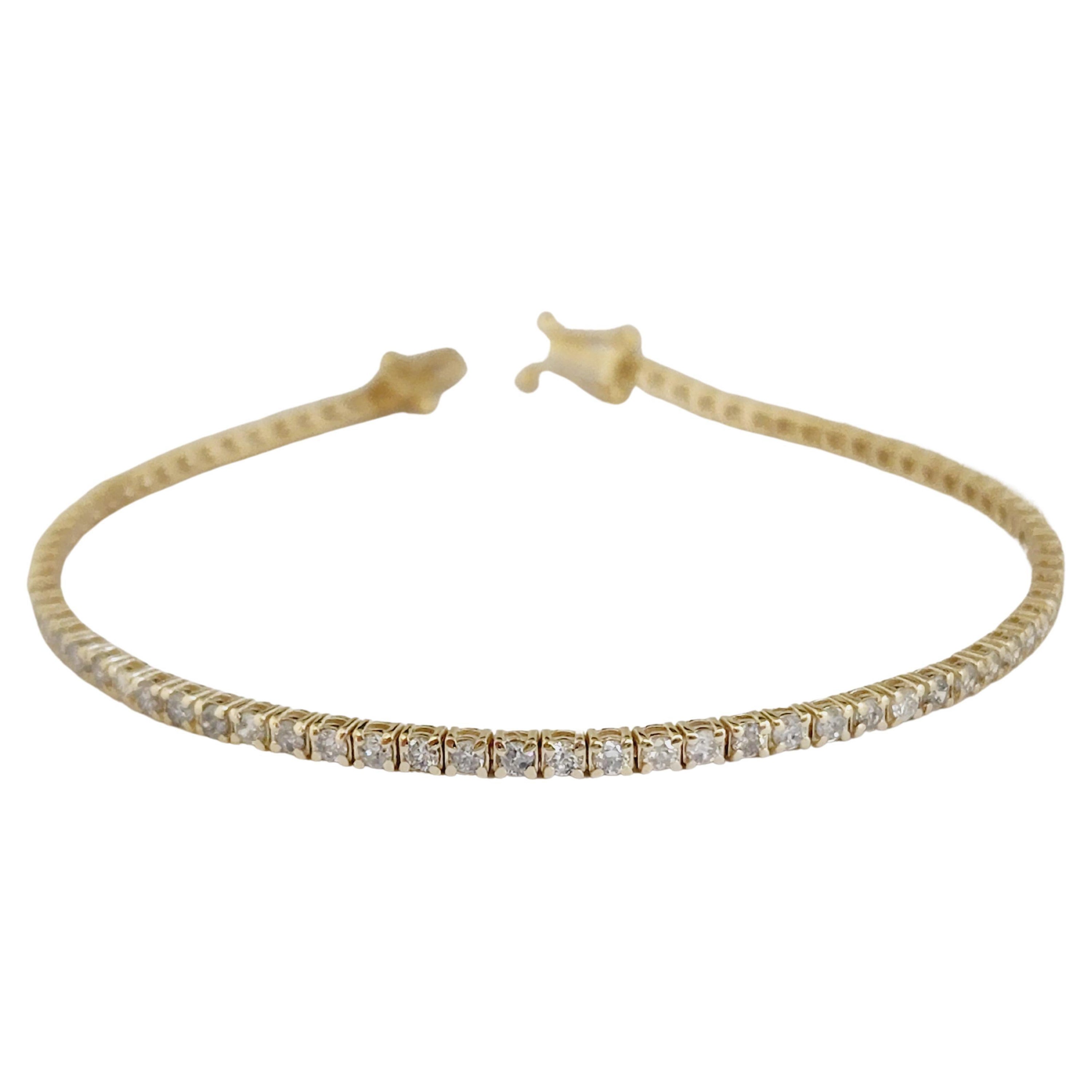 2.10 Carat Tennis Bracelet Round Brilliant Natural Diamond 14 Karat Yellow Gold