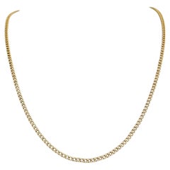 14 Karat Yellow Gold Solid Curb Link Chain Necklace