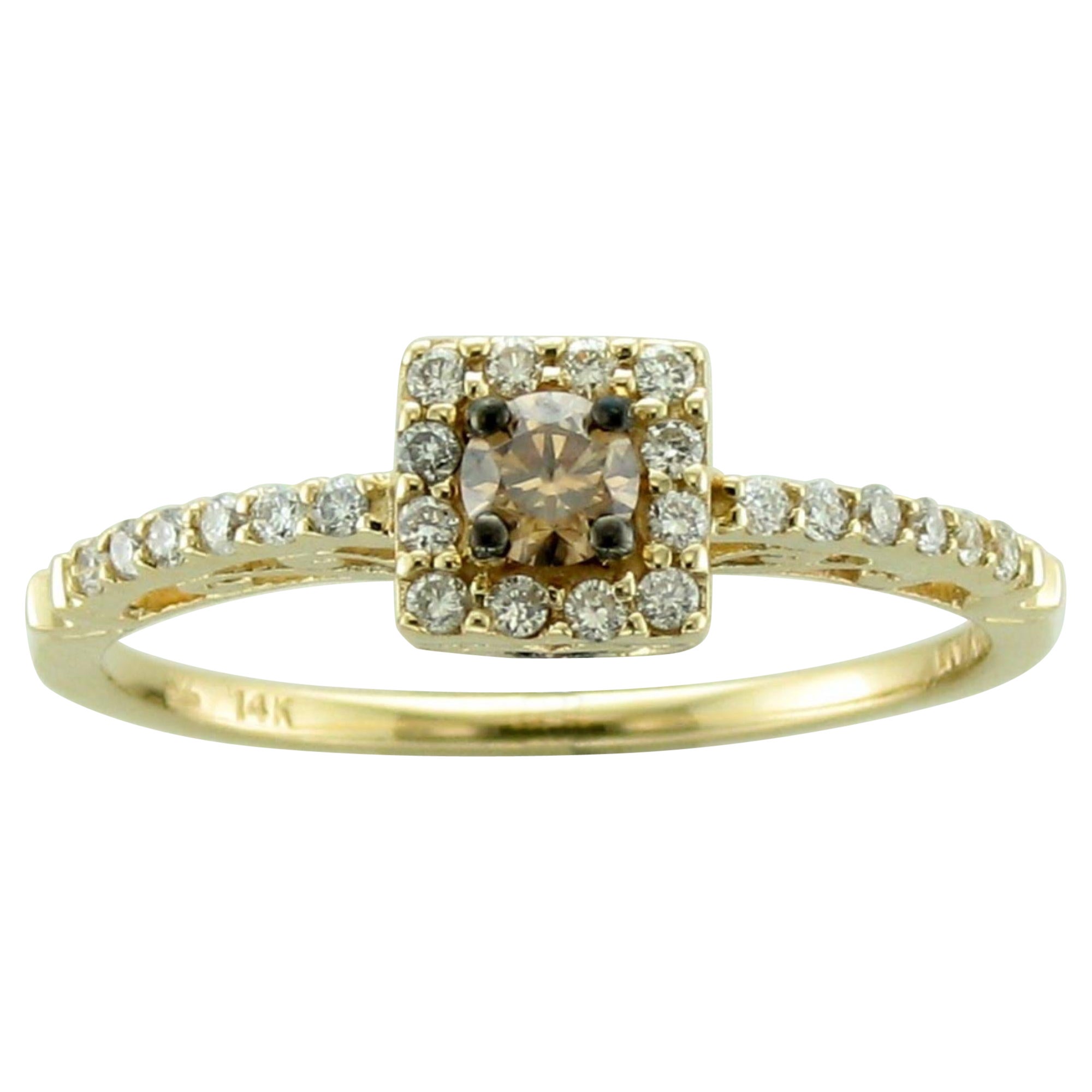 Levian Statement Ring Chocolate White Diamond in 14K Yellow Gold 1 1