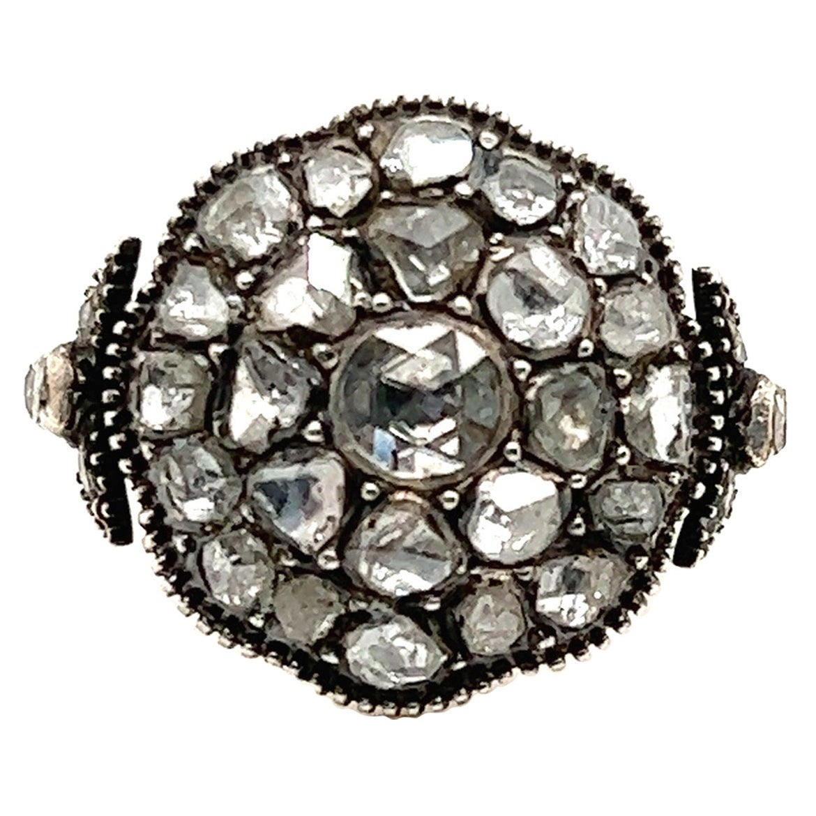 Victorian Era Rose-Cut Diamond Ring in Silver-Topped Gold Mounting