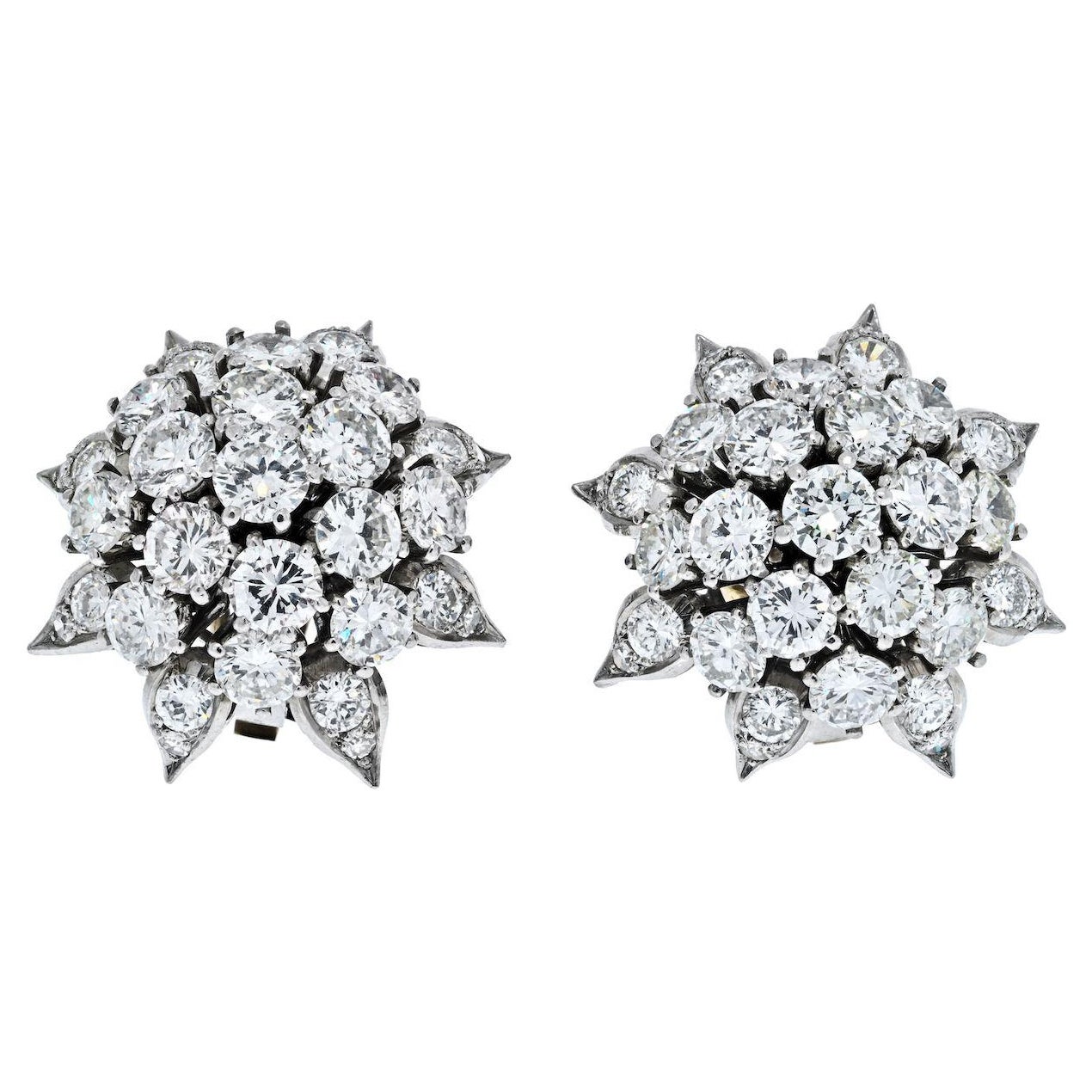 12.00ctw Dimond Burst Cluster Earrings Platinum For Sale