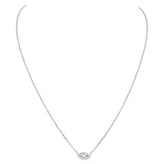 New 14K Gold .66ct GIA Marquise Bezel Diamond Solitaire Pendant Adjustable Chain