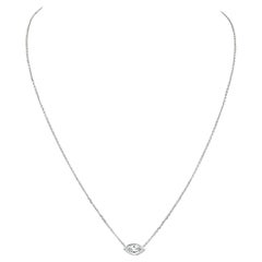 Neuer 14K Gold .66ct GIA Marquise Lünette Diamant Solitär Anhänger verstellbar Kette