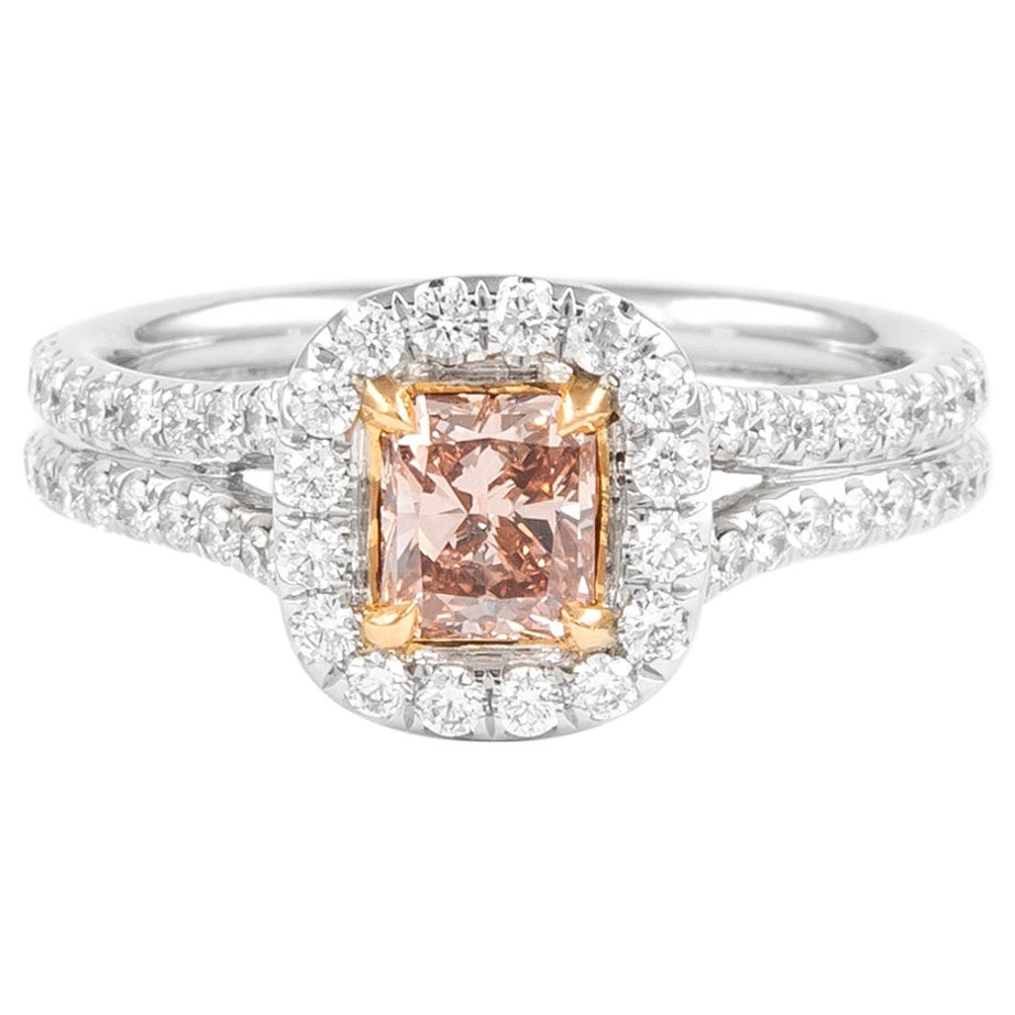 Alexander GIA Certified 0.92ctt Fancy Brown Pink Diamond Ring 18k Gold