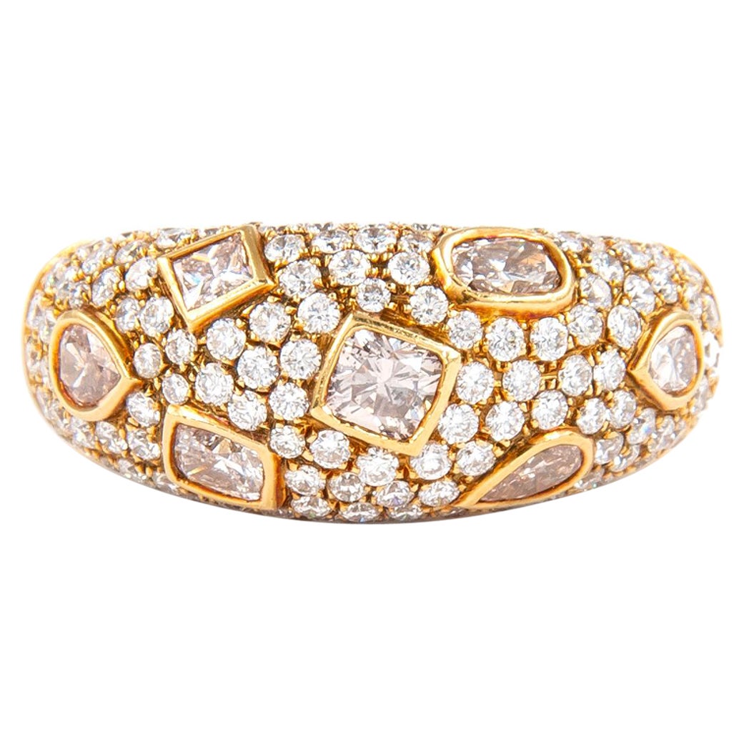 Alexander 1.93ct Fancy Pink Brown Multi Diamonds Ring 18k Yellow Gold For Sale