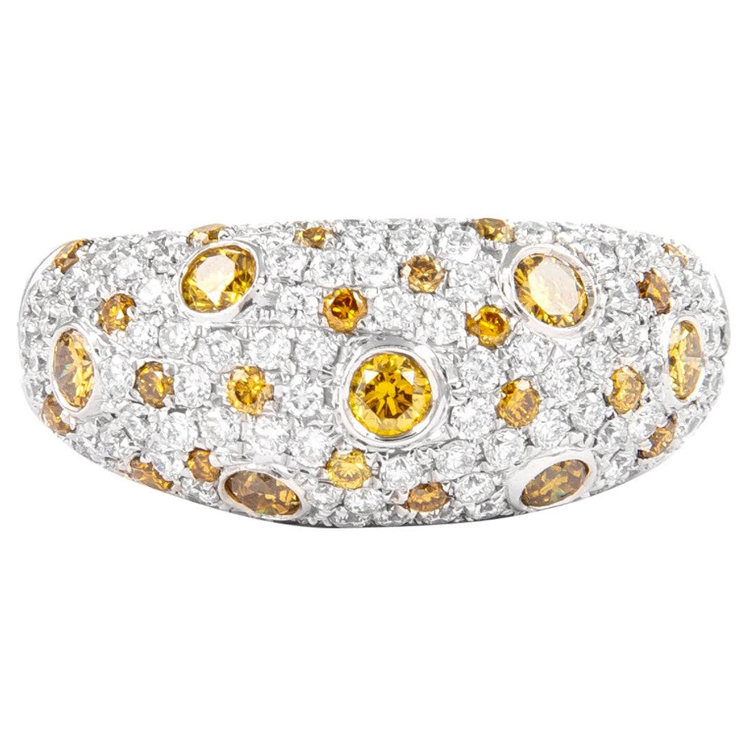 Alexander, bague en or bicolore 18 carats avec diamants jaunes et verts fantaisie de 1,86 carat