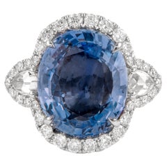 Alexander GIA Certified 6.88ct No Heat Ceylon Sapphire with Diamonds Ring 18k