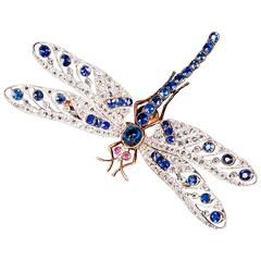 Joseph Nivelon Magnificent Antique En Tremblant Dragonfly Brooch