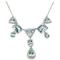 Aquamarine Diamonds 18 Carat Gold Necklace