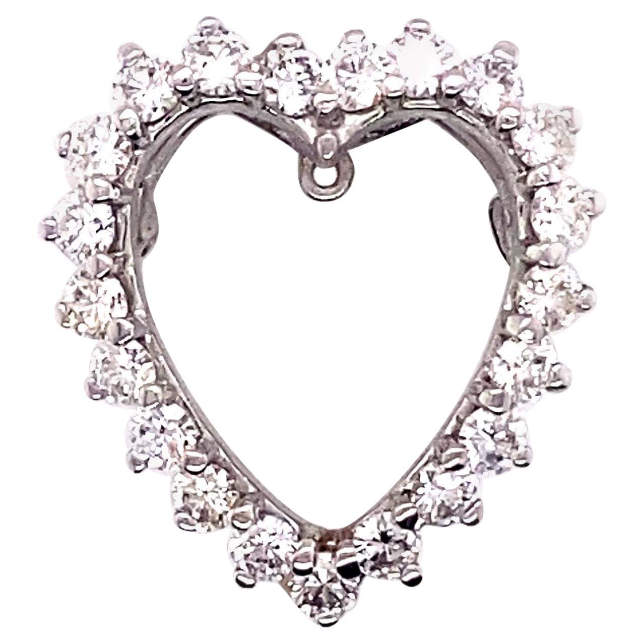 Vintage 1960’s 14K White Gold Diamond Heart Pin and Pendant For Sale