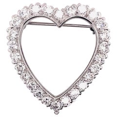 Retro 1950’s Platinum Diamond Heart Pin and Pendant
