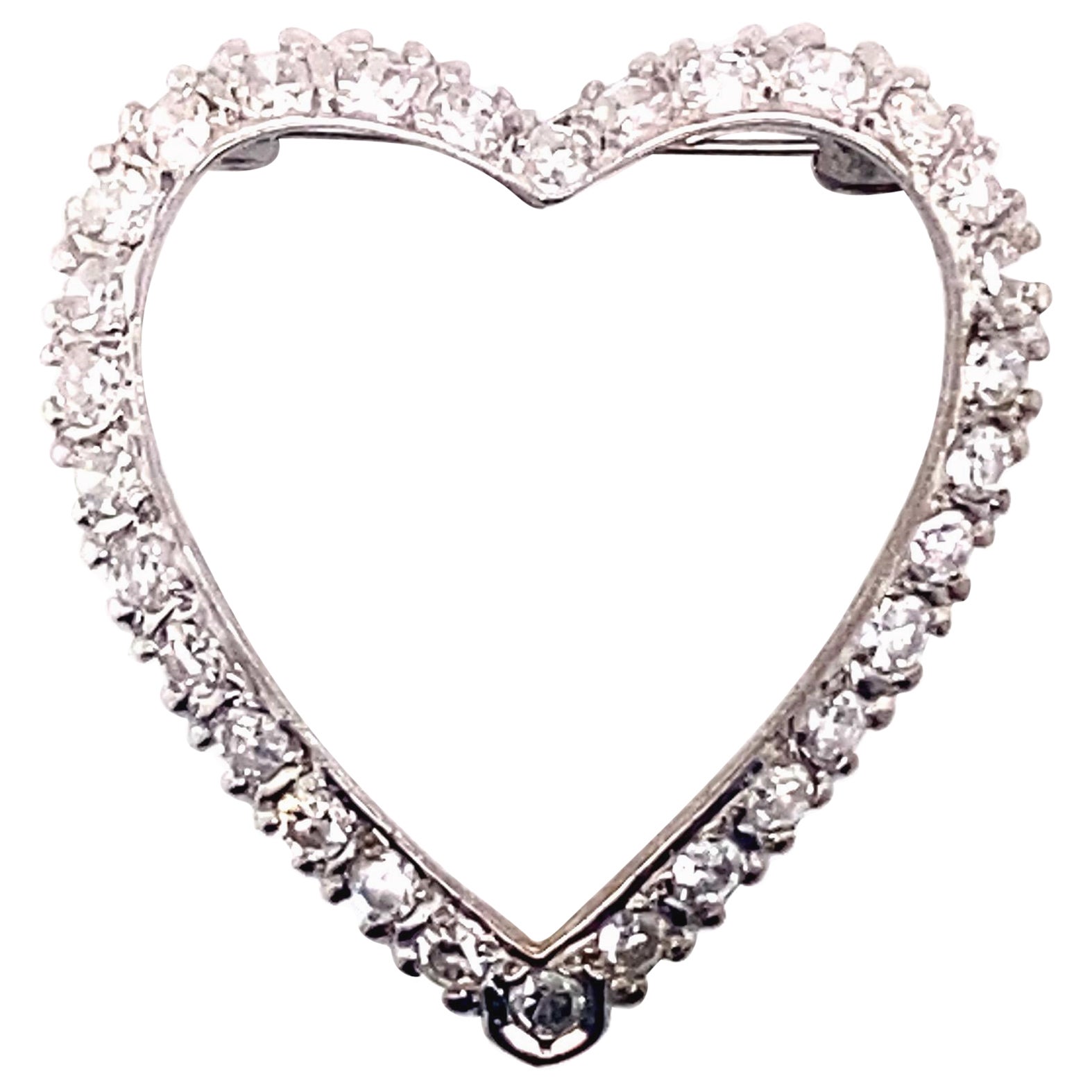 Vintage 1950’s White Gold Diamond Heart Pin and Pendant For Sale