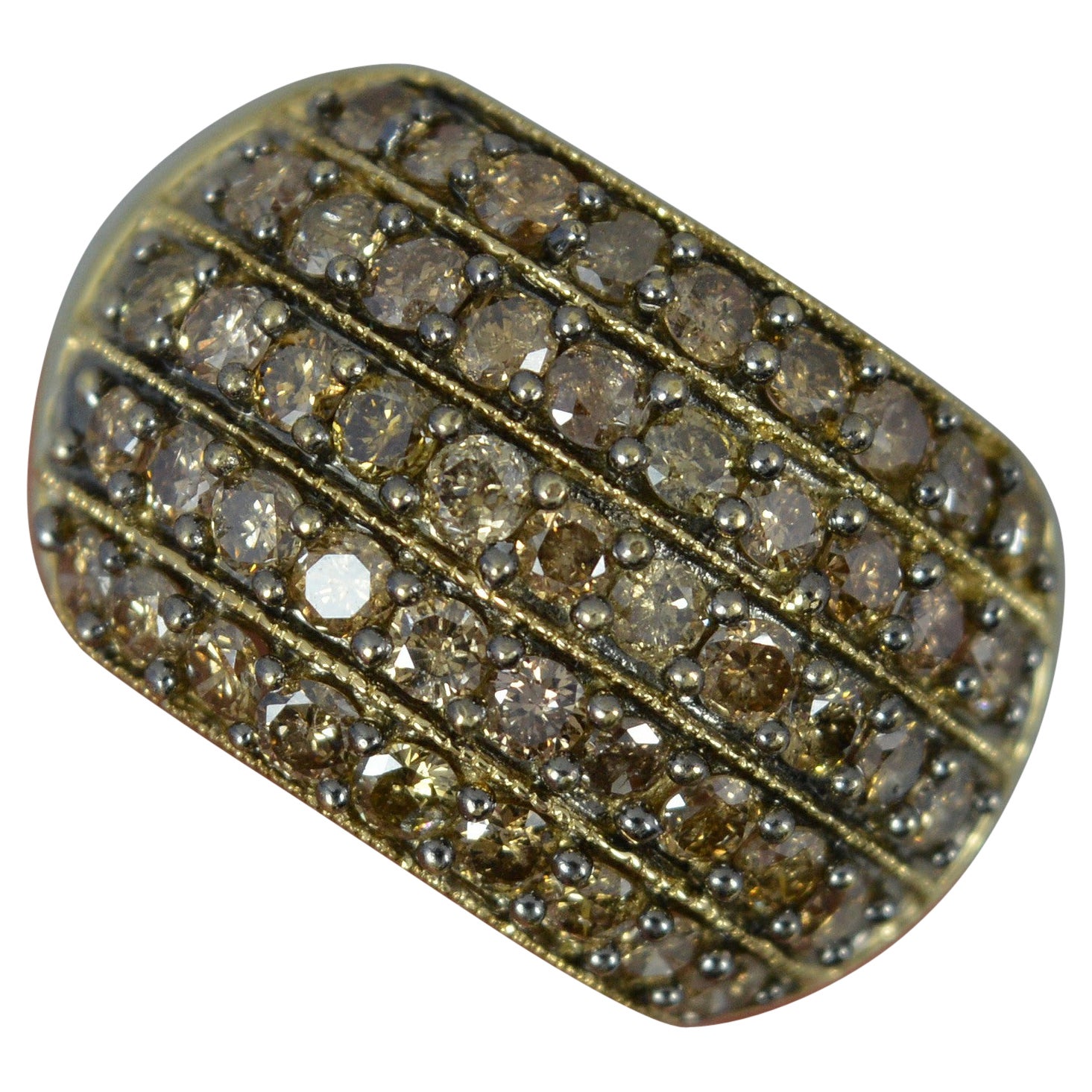 1.50ct Champagne Diamond and 9 Carat Gold Bling Bombe Cluster Ring