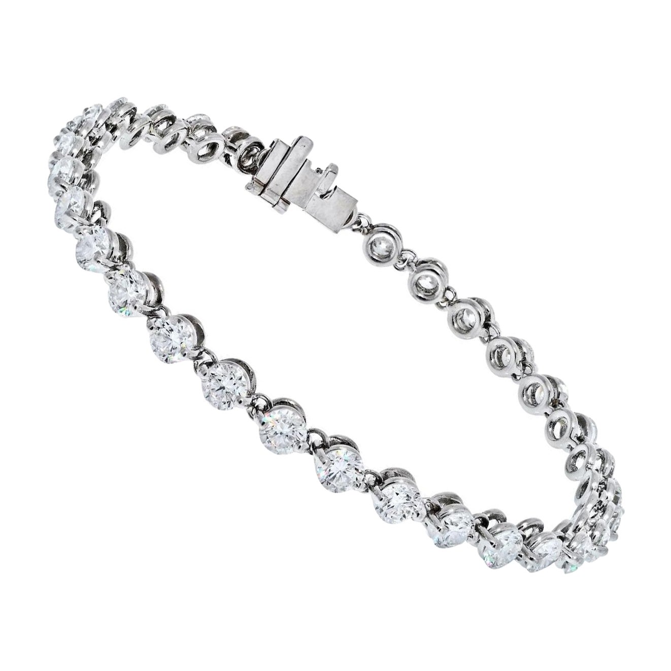 Bracelet tennis en platine avec diamants ronds de 7,85 carats en vente