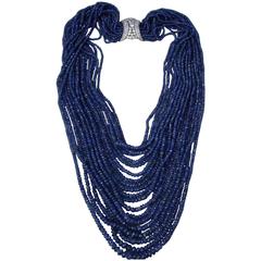 Sapphire Bead and Diamond Necklace
