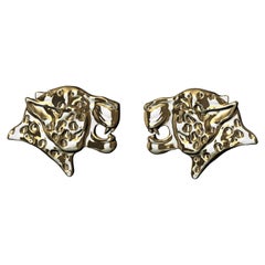 18 Karat Yellow Gold Leopard Stud Earrings