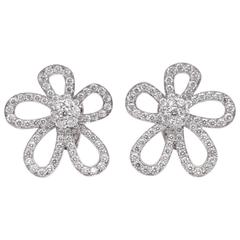 Vintage Van Cleef & Arpels Diamond Gold Flower Lace Earclips