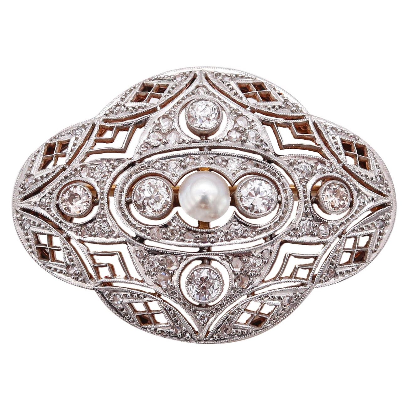 Art Deco 1915 Convertible Necklace 18kt Gold and Platinum with 2.43 Cts Diamonds For Sale