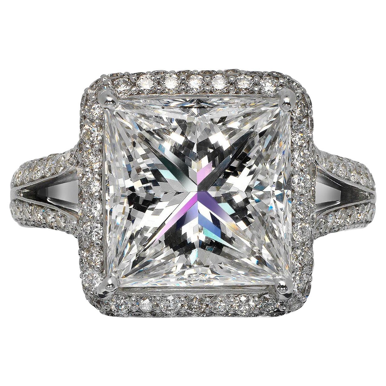 Bague de fiançailles avec diamant taille princesse de 7 carats certifié GIA, G VS