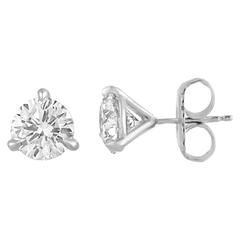 GIA Certified 2.04 Carats H VS1 Round Diamond Platinum Stud Earrings