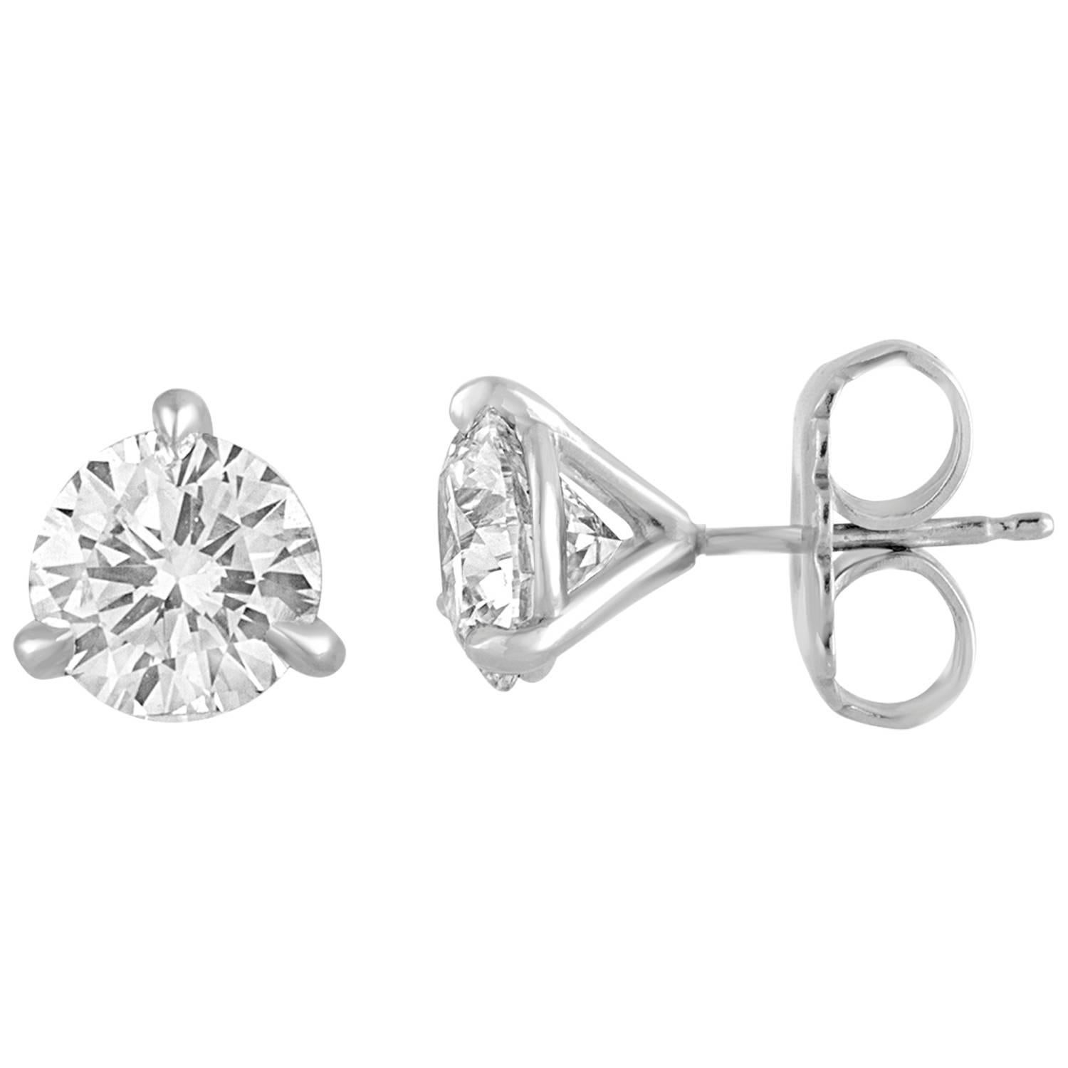 GIA Certified 2.47 Carats F VVS Diamonds Platinum Round Stud Earrings For Sale