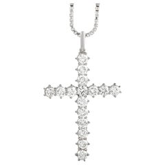 LB Exclusive 18K White Gold 7.00 Ct Diamond Cross Necklace