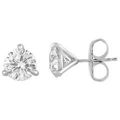 GIA Certified 4.04 Carats H SI2 Round Platinum Stud Earrings