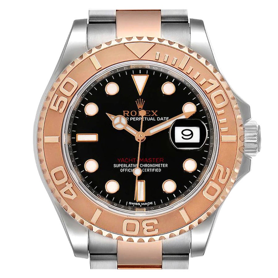 Rolex Yachtmaster 40 Everose Gold Steel Black Dial Watch 116621 Box Card
