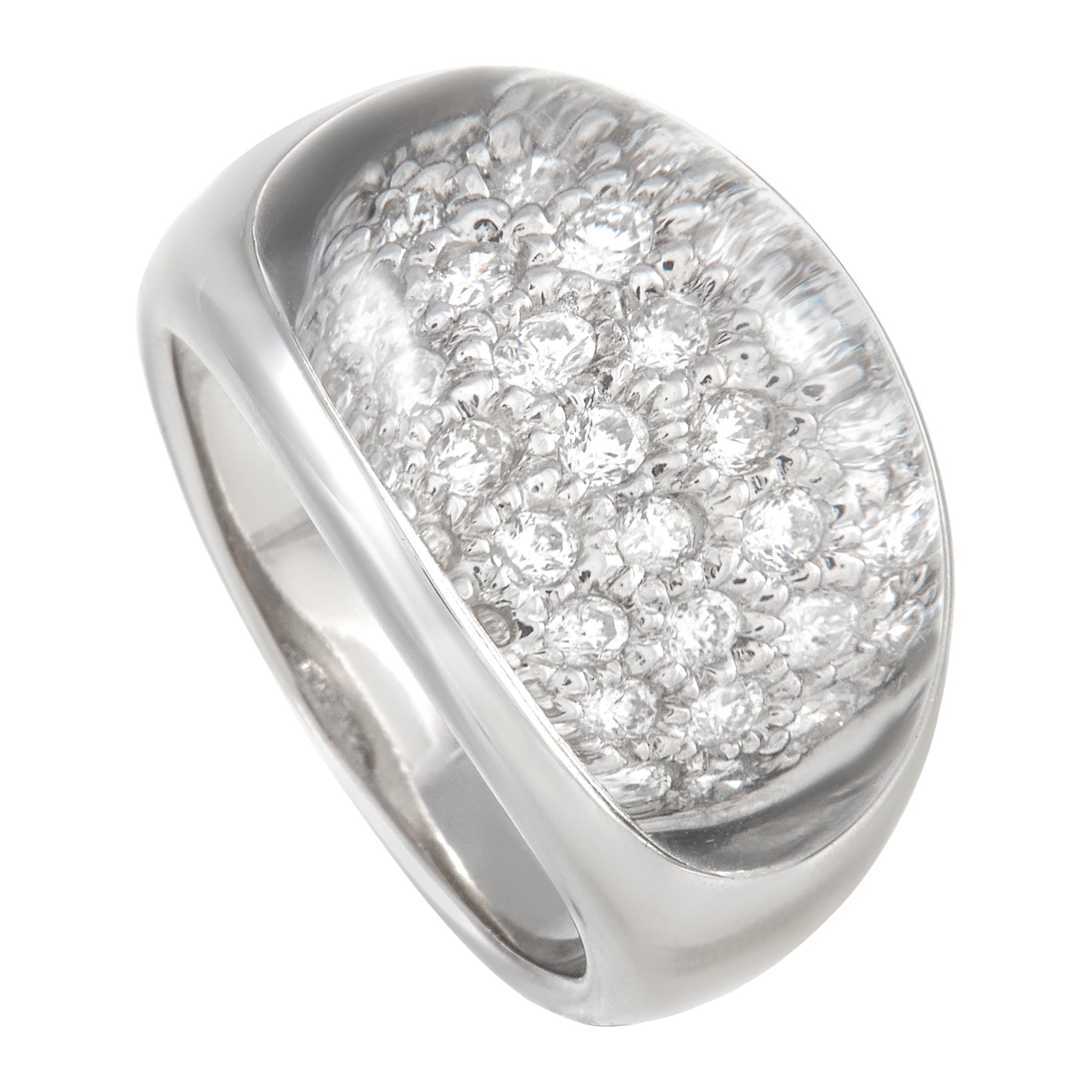 Bague LB Exclusive en or blanc 18 carats avec diamants 0,53 carat et cristal de roche