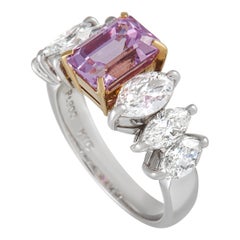 LB Exclusive Platinum and 18K Yellow Gold 2.35 Ct Diamond and Pink Sapphire Ring