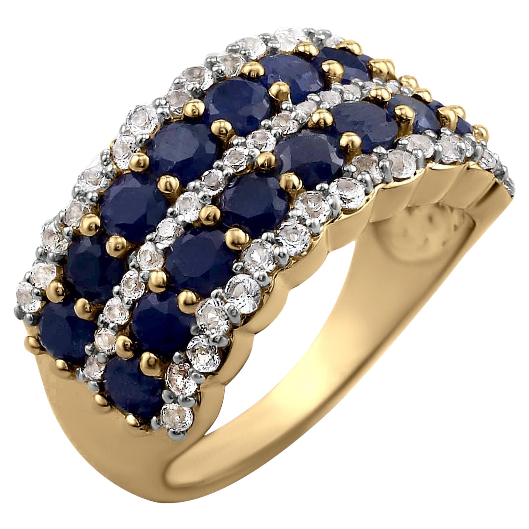 Gemistry 4.15 Ct. T.W Double-Row Blue Sapphire Eternity Band Ring in 14K Gold