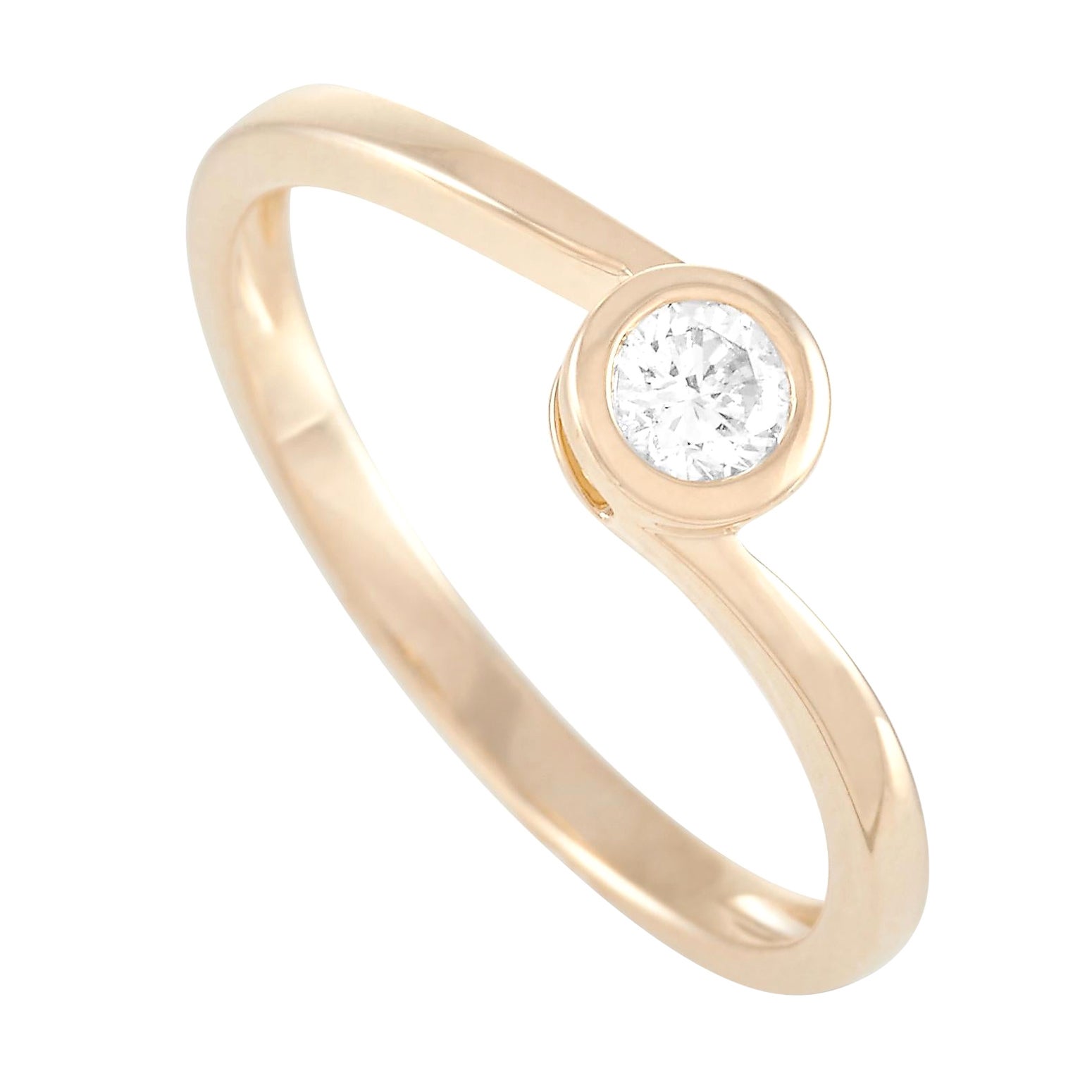 LB Exclusive 14K Yellow Gold 0.26 Ct Diamond Ring For Sale