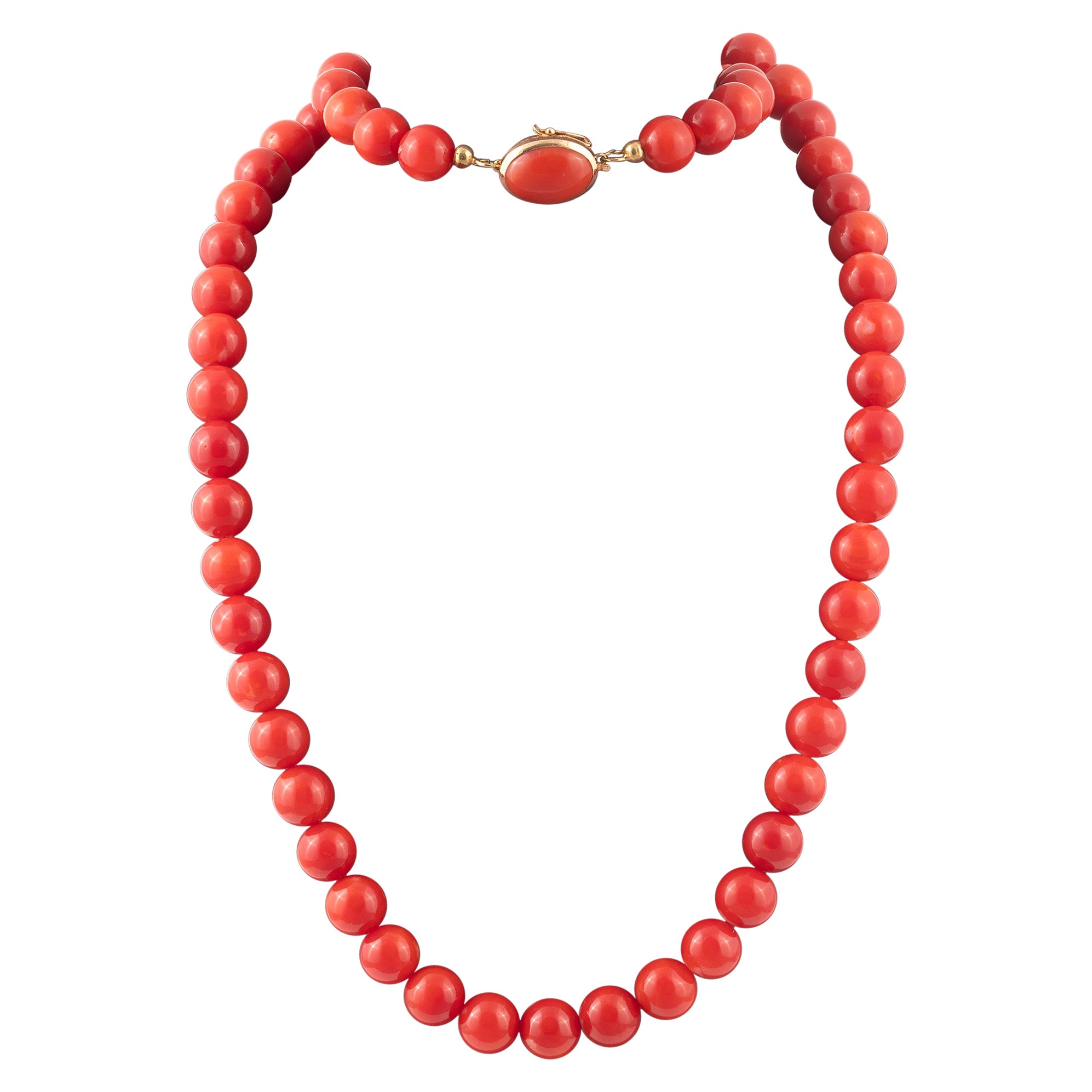 Coral Bead and 18kt Yellow Gold Necklace