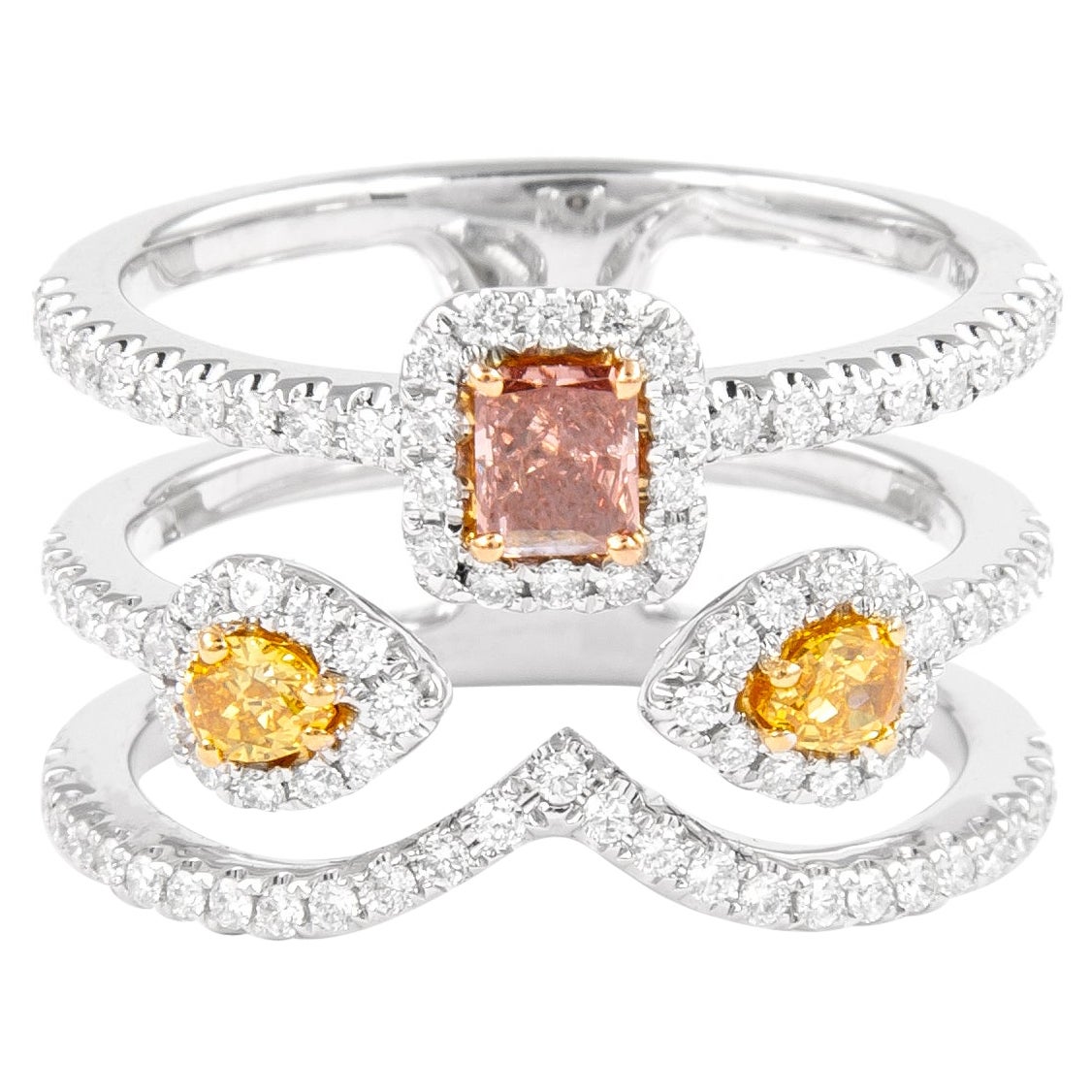 Alexander, bague en or 18 carats avec diamant rose orangé foncé fantaisie de 0,93 carat certifié GIA