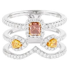 Alexander, bague en or 18 carats avec diamant rose orangé foncé fantaisie de 0,93 carat certifié GIA
