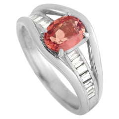 LB Exclusive Platinum 0.29 Ct Diamond and Orange Sapphire Ring