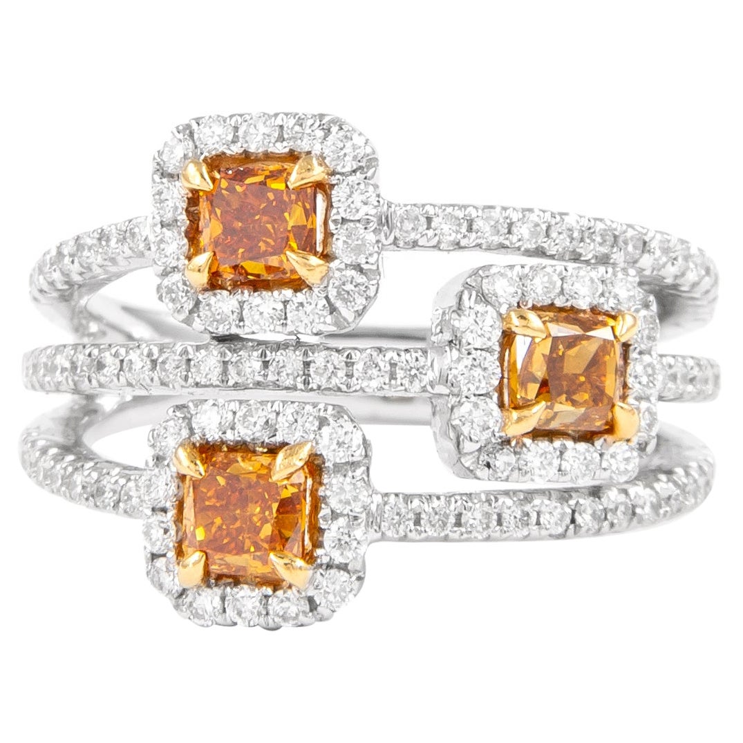 Alexander GIA 1.65ctt Fancy Intense Brownish Orangey Yellow Diamond Ring 18k For Sale